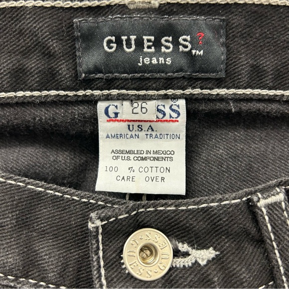 Guess women’s 26 black denim with white stripes on the side of each leg - Picture 3 of 8